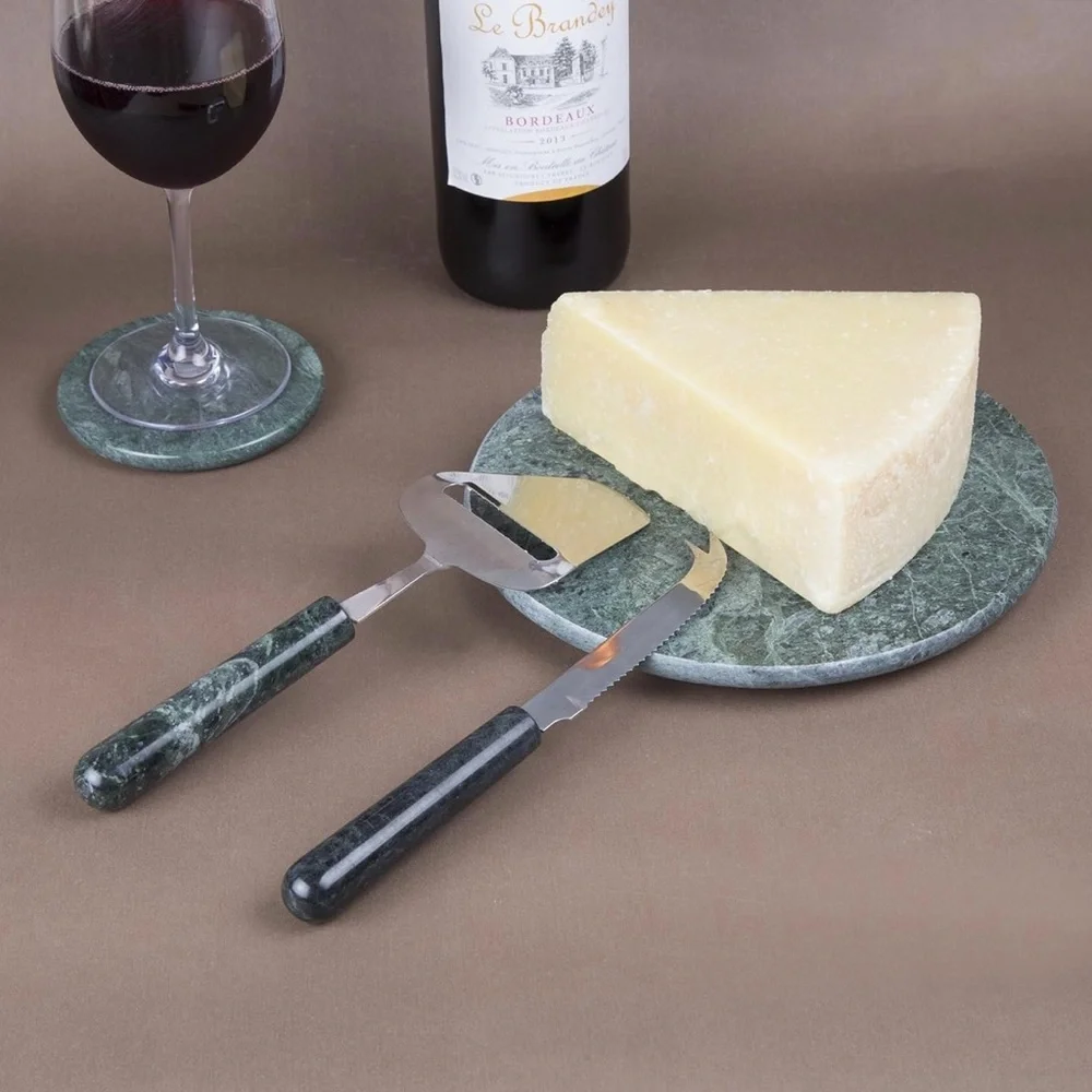 CREATIVE HOME 2pcs Verde Indio Marble Handles Cheese Slicer Cheese Knife#1005251